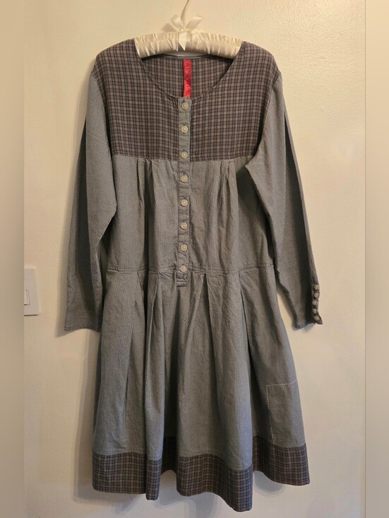 Ewa I Walla Dresses & Skirts - Ewa i Walla Cotton Plaid Drop Waist Midi Dress Oversized  Womens Large
